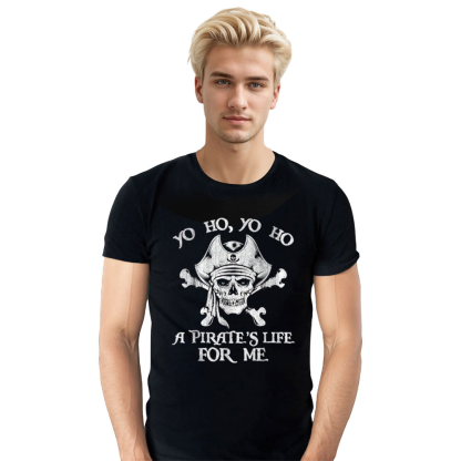 Adult Unisex Yo Ho Yo Ho A Pirate's Life For Me Skulls Black T-shirt Costume