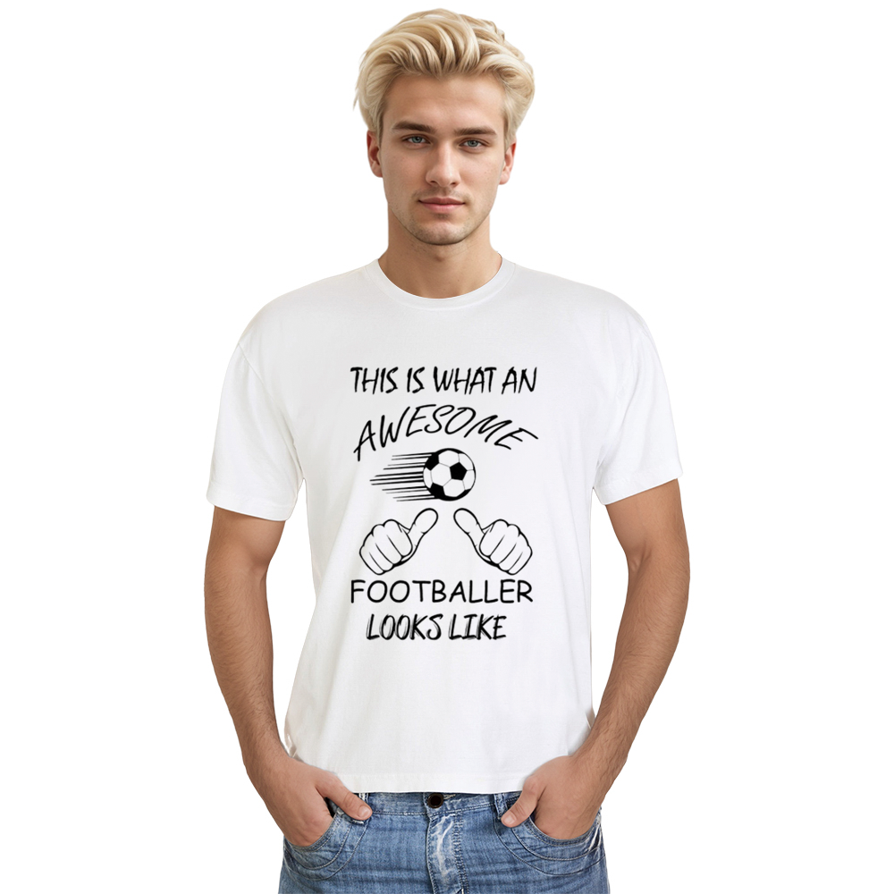Adult Unisex Awesome Footballer Gift Soccer Lover White T-shirt Costume
