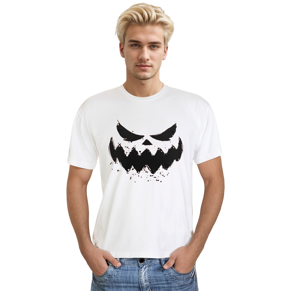 Adult Unisex Halloween Scary Pumpkin White T-shirt Costume