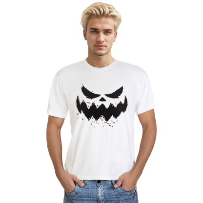 Adult Unisex Halloween Scary Pumpkin White T-shirt Costume