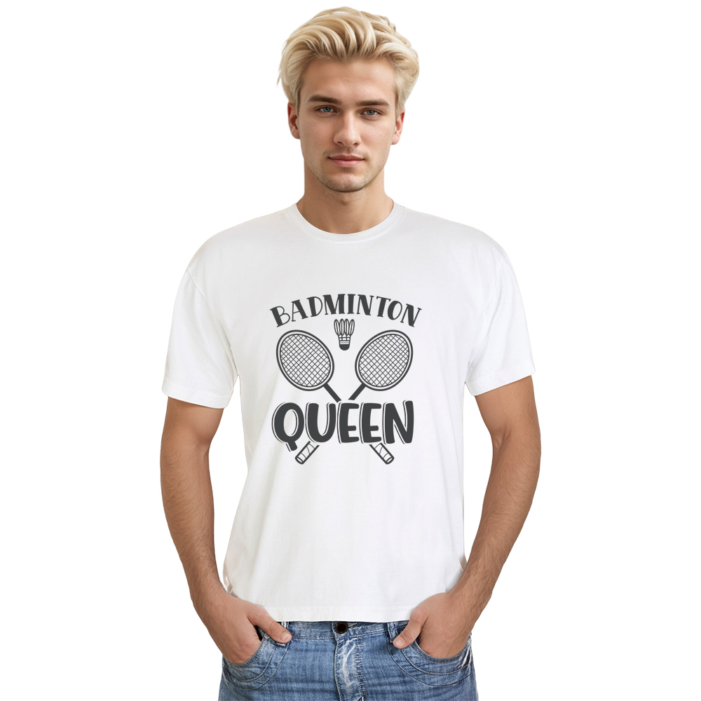 Adult Unisex Badminton Queen White Sport T-shirt Costume