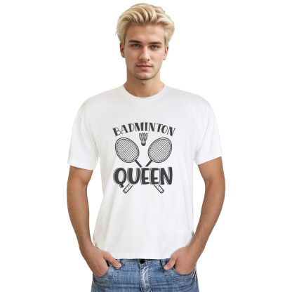 Adult Unisex Badminton Queen White Sport T-shirt Costume