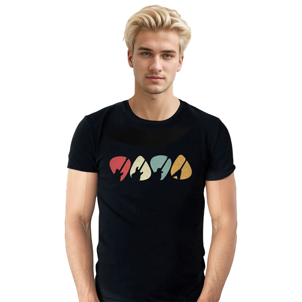 Adult Unisex Music Festival Guitar Black T-shirt Costume