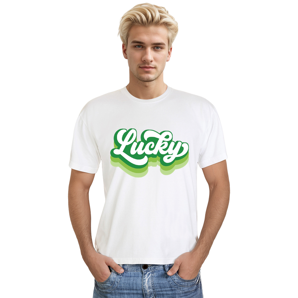 Adult Unisex St. Patrick's Day Lucky Patricks Day White T-shirt