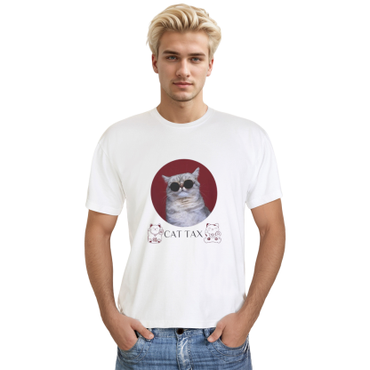 TikTok Refugee Cat Taxes Funny White T-shirt