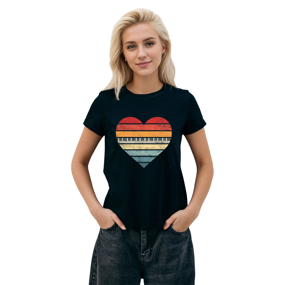 Adult Unisex Retro Vintage Pianist Shirt Piano Teacher Music Festival Black T-shirt Costume