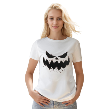 Adult Unisex Halloween Scary Pumpkin White T-shirt Costume
