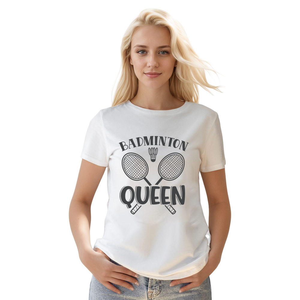 Adult Unisex Badminton Queen White Sport T-shirt Costume