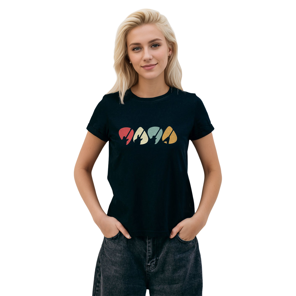 Adult Unisex Music Festival Guitar Black T-shirt Costume