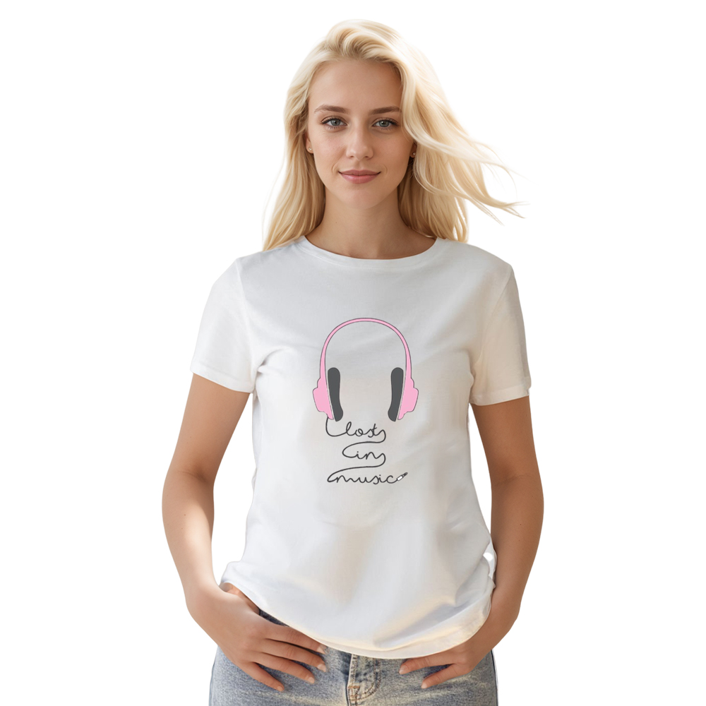 Adult Unisex Lost In Music White T-shirt Costume