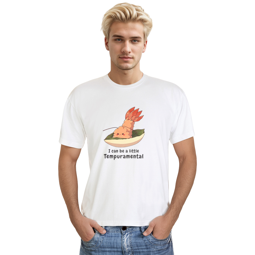 Adult Unisex Temperamental Prawn Fun Pun Food Lover White T-shirt
