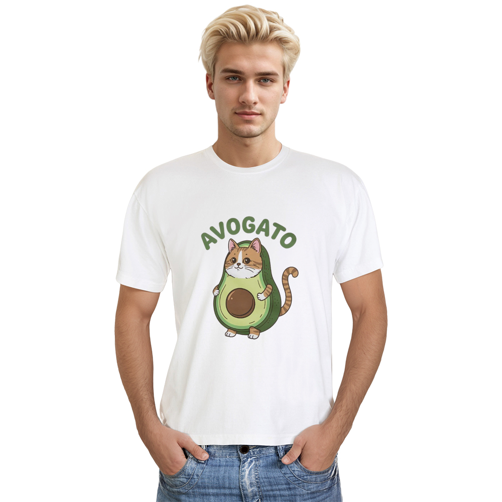 Adult Unisex Avocado Cat Softstyle Pet Lover White T-shirt