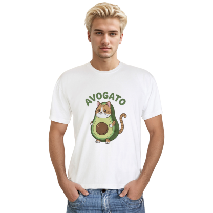 Adult Unisex Avocado Cat Softstyle Pet Lover White T-shirt