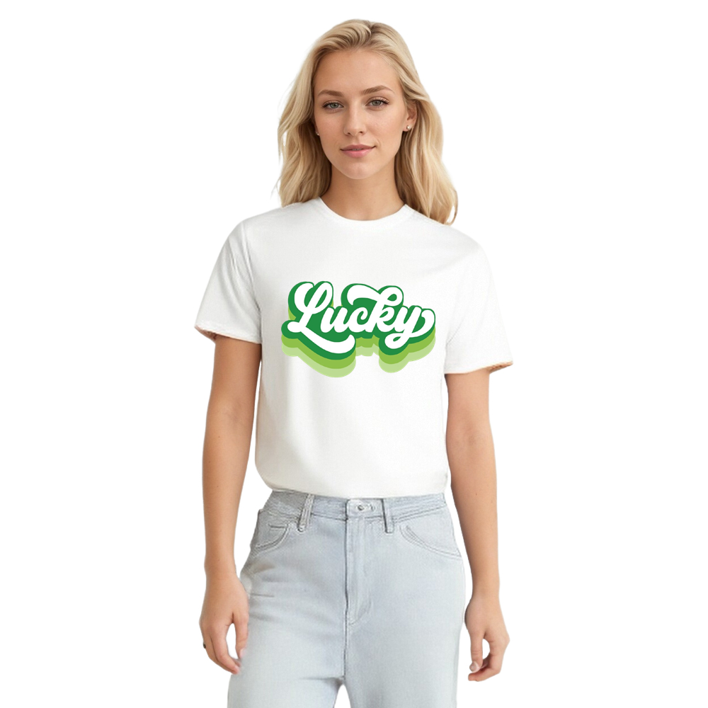 Adult Unisex St. Patrick's Day Lucky Patricks Day White T-shirt