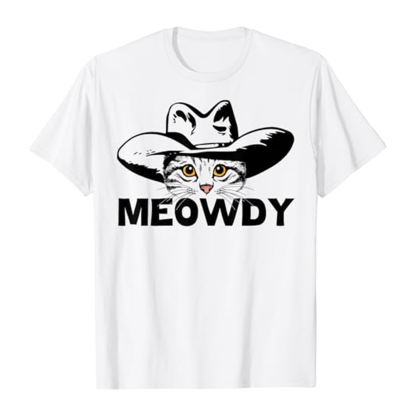 Adult Unisex Meowdy Cat Black Short Sleeve T-shirt Outfits Top Costume
