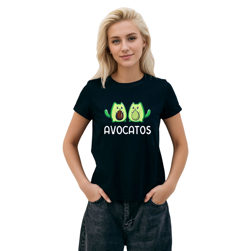Adult Unisex Avocado Cat Fruit Food Lover Black T-shirt Costume