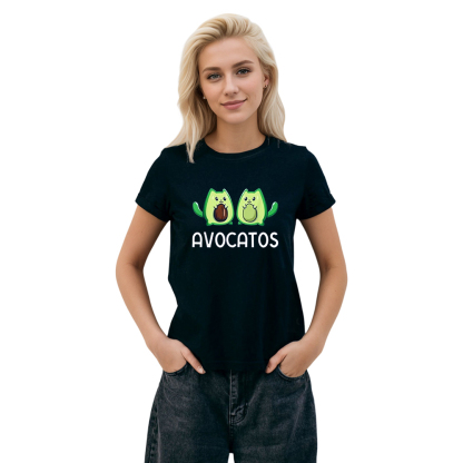 Adult Unisex Avocado Cat Fruit Food Lover Black T-shirt Costume