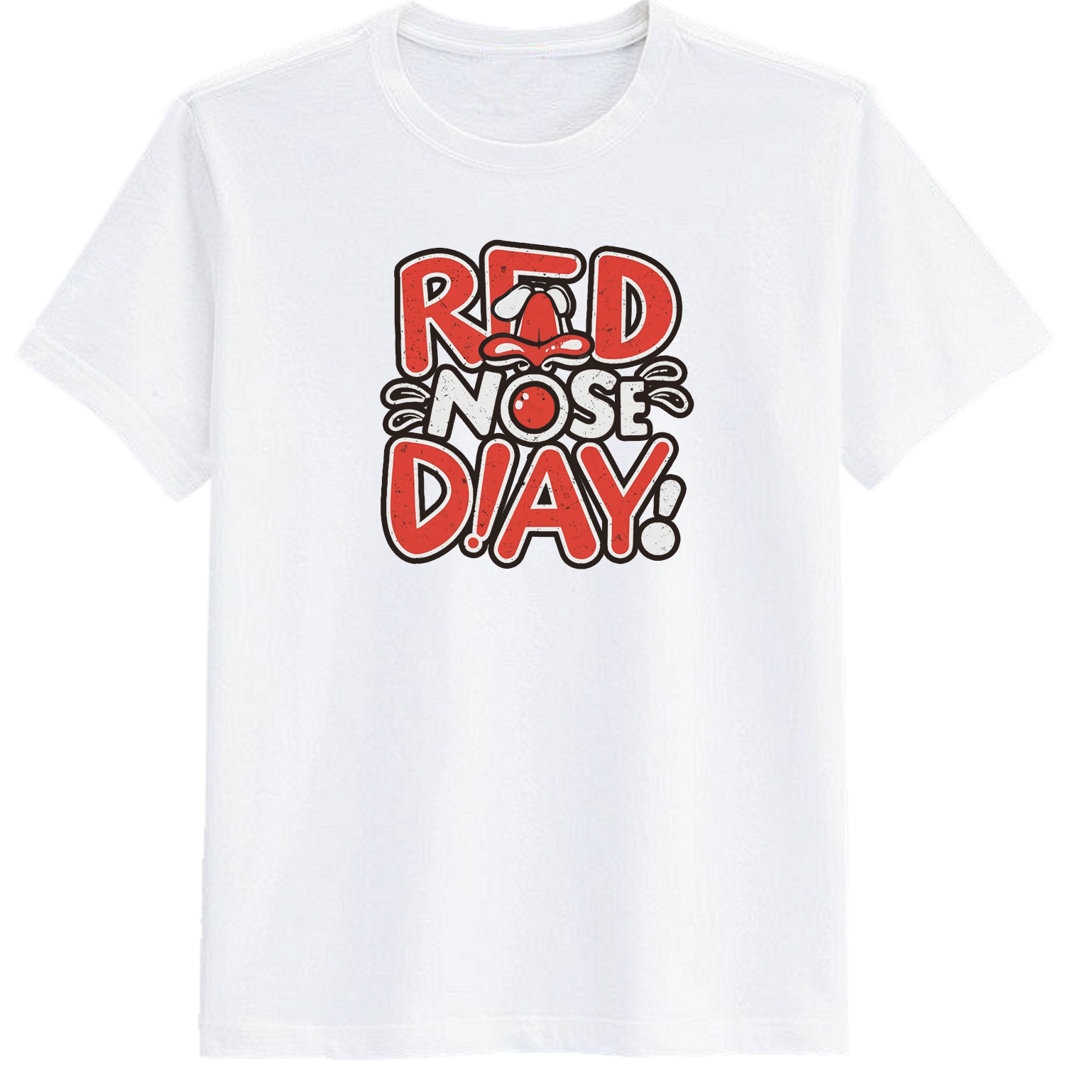 Adult Red Nose Day White Short Sleeve T-shirt Outfits Top Costume
