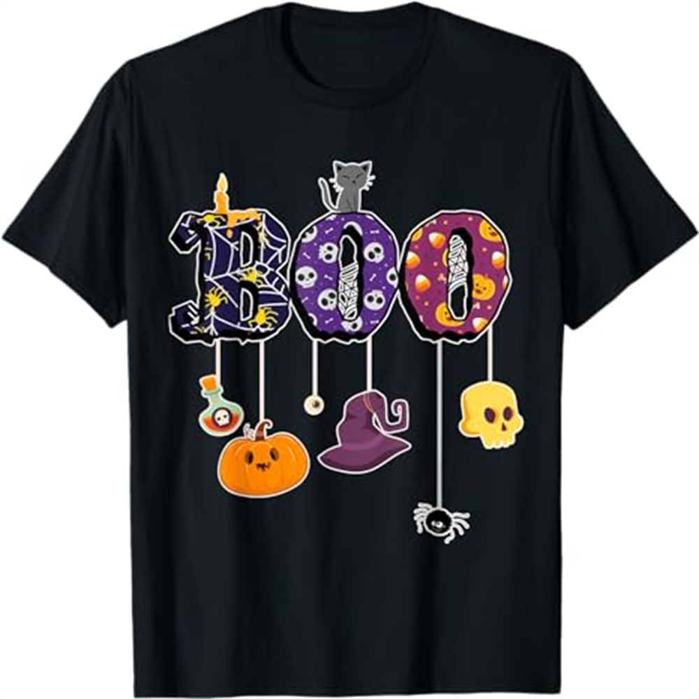 Adult Unisex Boo Halloween Costume Spiders Black T-shirt Costume