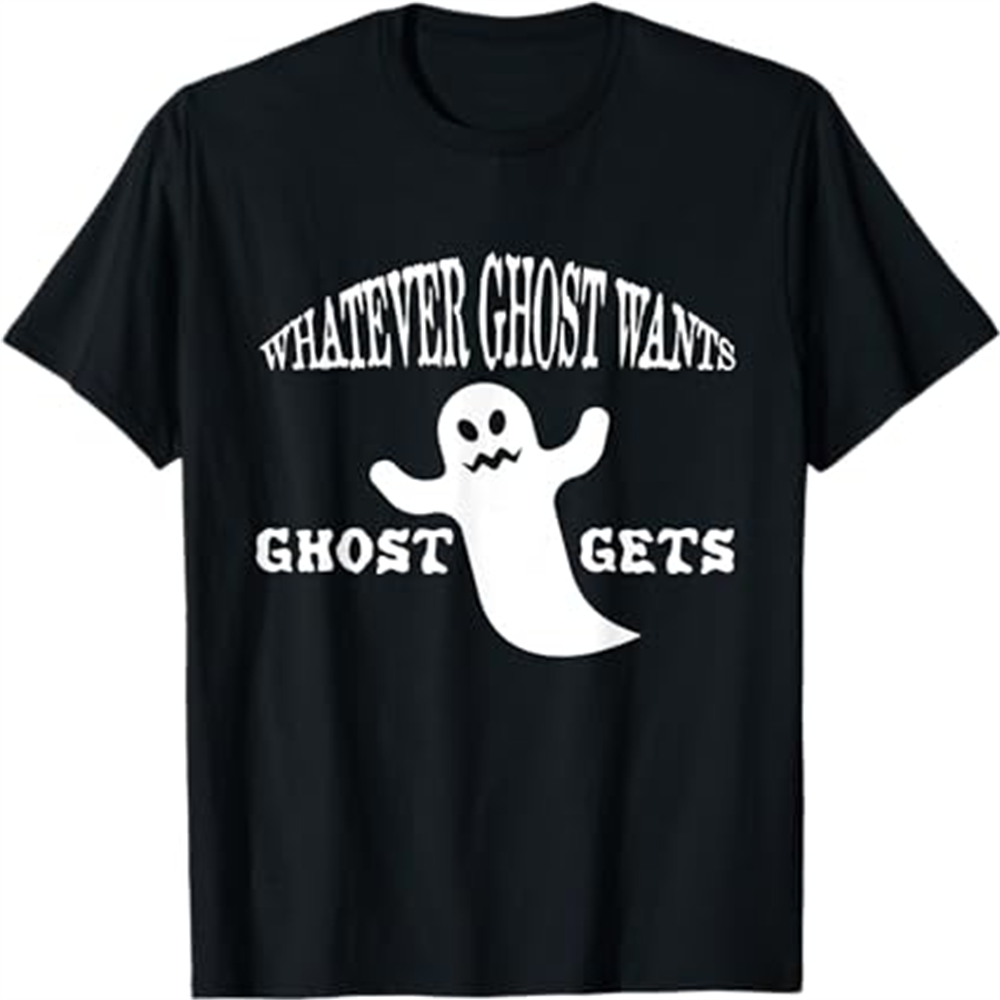 Adult Unisex Halloween Scary Whatever Ghost Halloween Black T-shirt Costume