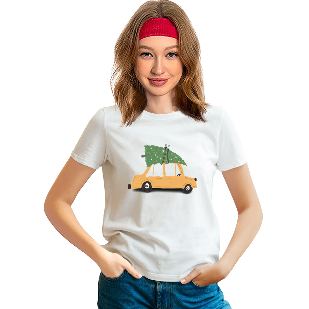 Adult Unisex Xmas Christmas Truck Festival White T-shirt