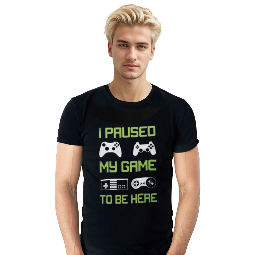 Adult Unisex Funny I Paused My Game to Be Here Black T-shirt Costume
