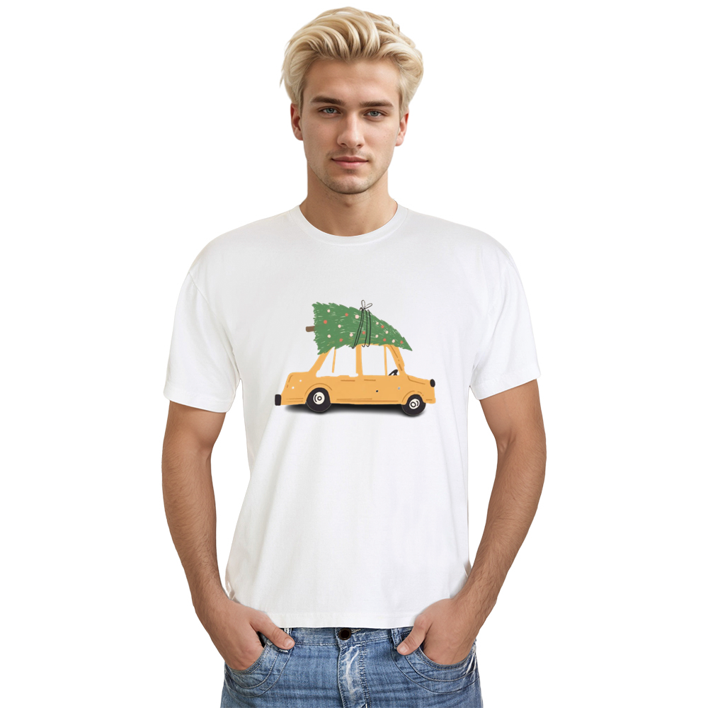 Adult Unisex Xmas Christmas Truck Festival White T-shirt