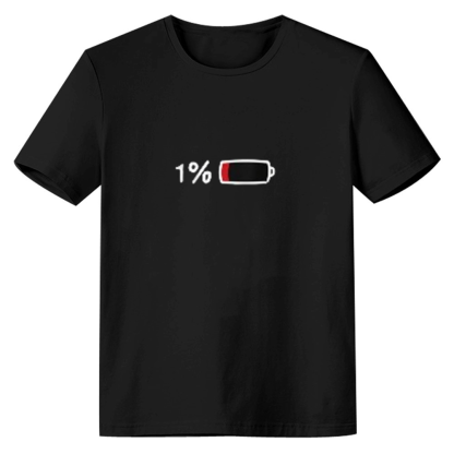 Adult Unisex 1% Electricity Funny Black T-shirt Costume