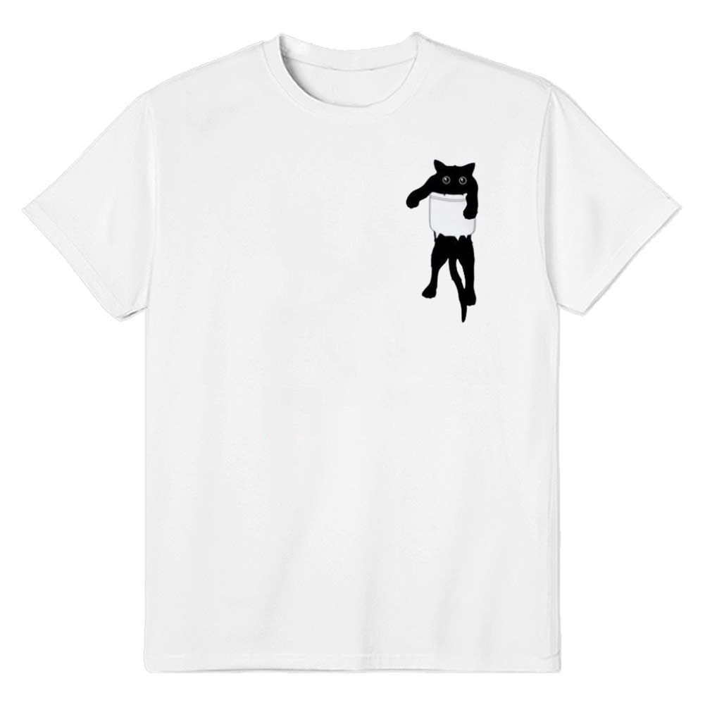 Adult Unisex Cute Cat Funny Pet Lover White T-shirt Costume