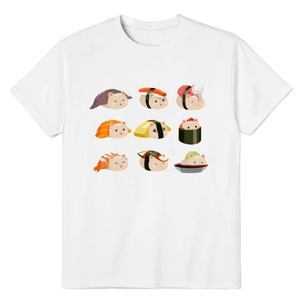 Adult Unisex Sushi Cat Pet Food Lover White T-shirt Costume