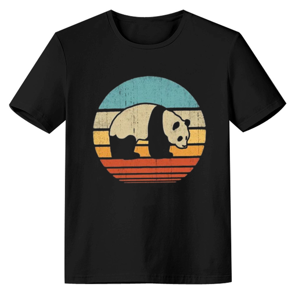 Adult Unisex Panda Sunset Wild Animals Nature Lover Black T-shirt Costume