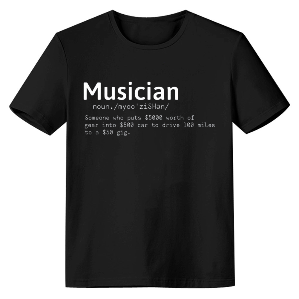 Adult Unisex Musician Funny Music Festival Black T-shirt Costume