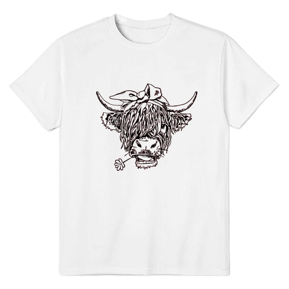 Adult Women Cow Print Tee White Summer T-shirt Costume