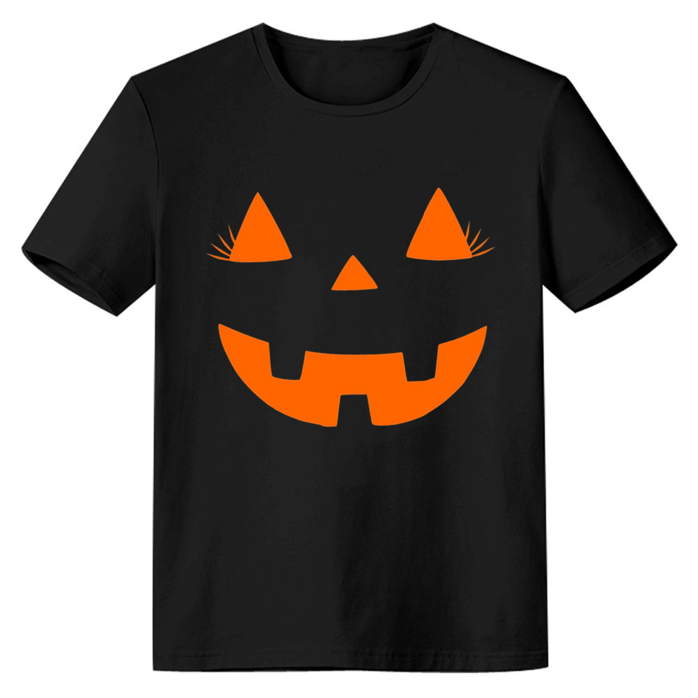 Adult Unisex Halloween Pumpkin Face Black T-shirt Costume