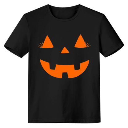Adult Unisex Halloween Pumpkin Face Black T-shirt Costume
