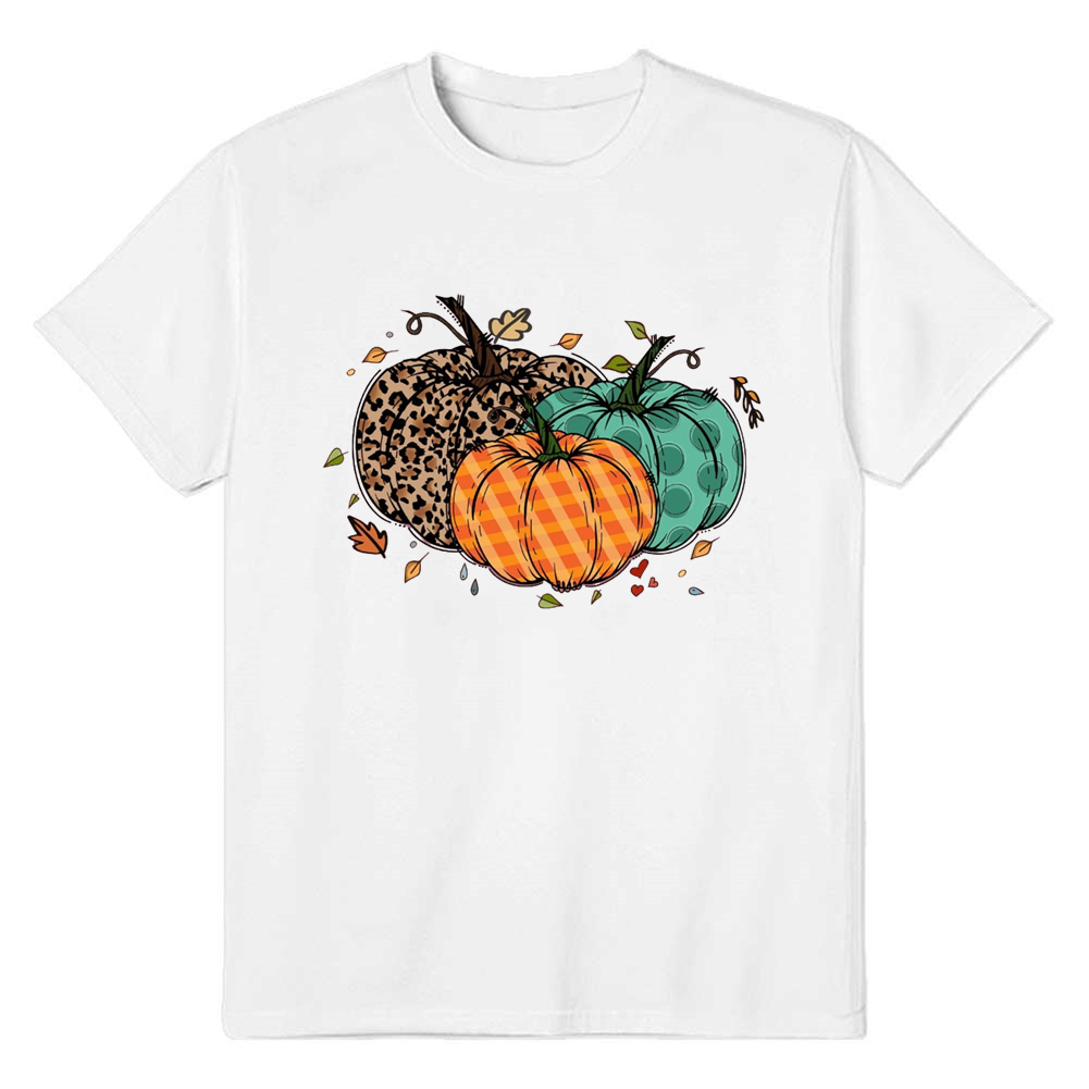 Adult Unisex Halloween Pumpkin Thanksgiving White T-shirt Costume