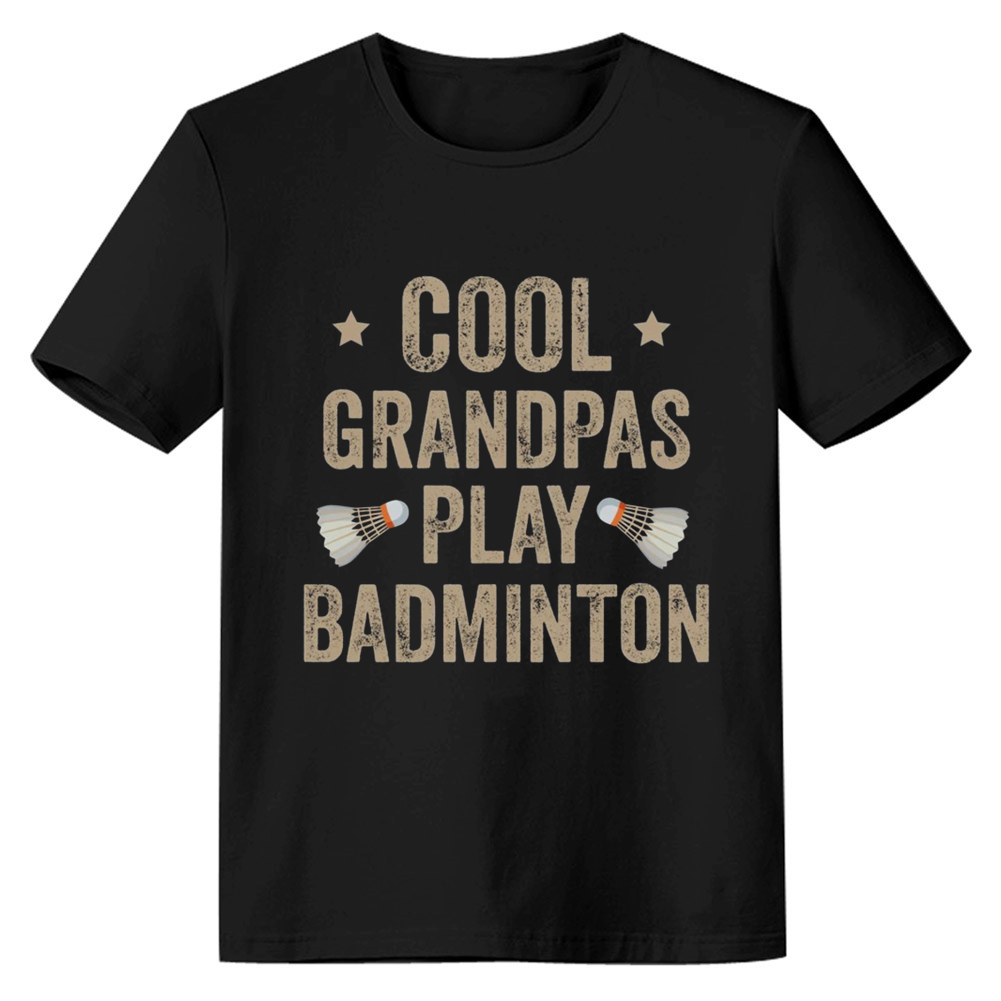 Adult Unisex Cool Grandpas Play Badminton Black Sport T-shirt Costume