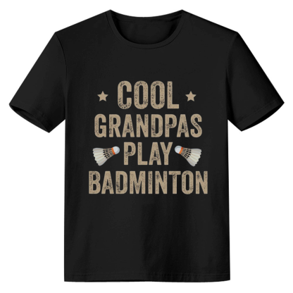 Adult Unisex Cool Grandpas Play Badminton Black Sport T-shirt Costume