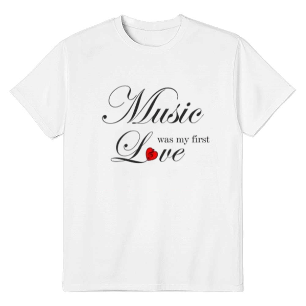 Adult Unisex Music Was My First Love Music Festival White T-shirt Costume