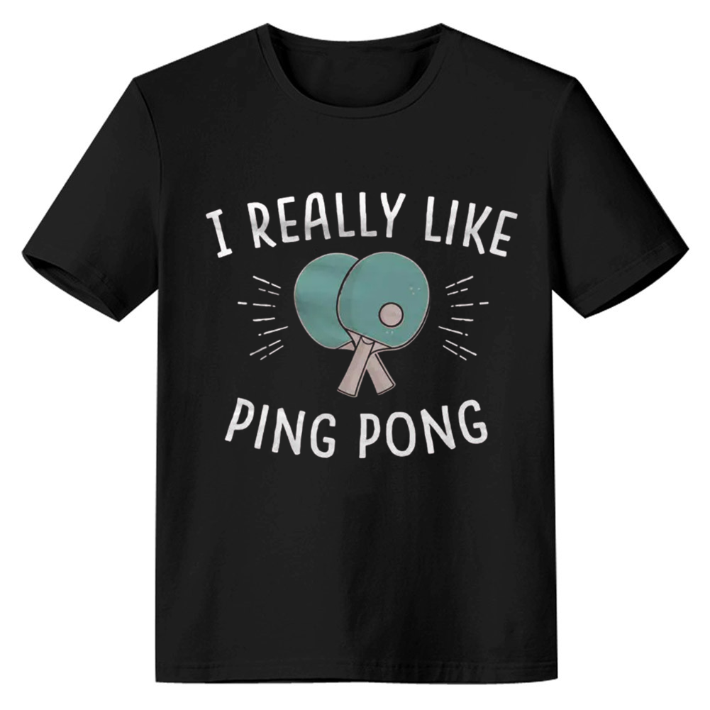 Adult Unisex Like Ping Pong Sport Lover Black T-shirt Costume