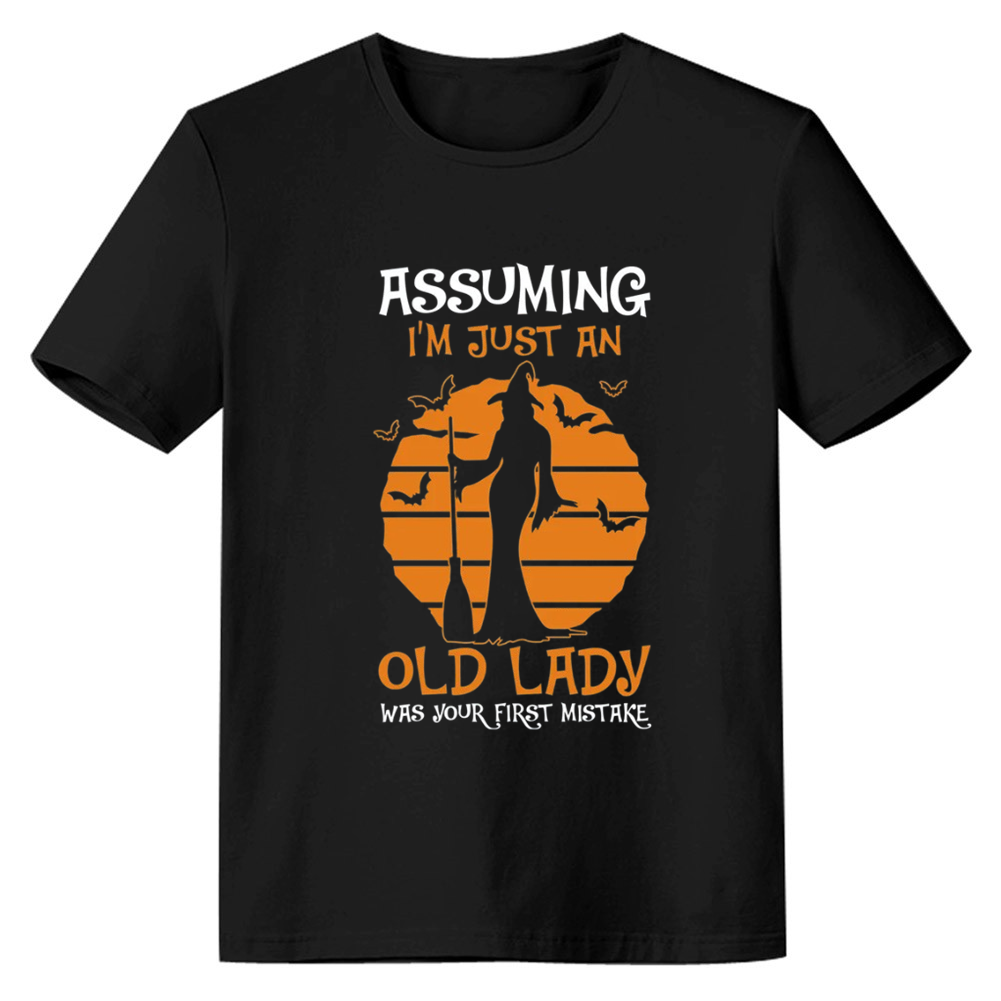 Adult Unisex Assuming I'm Just An Old Lady Witch Halloween Black T-shirt Costume