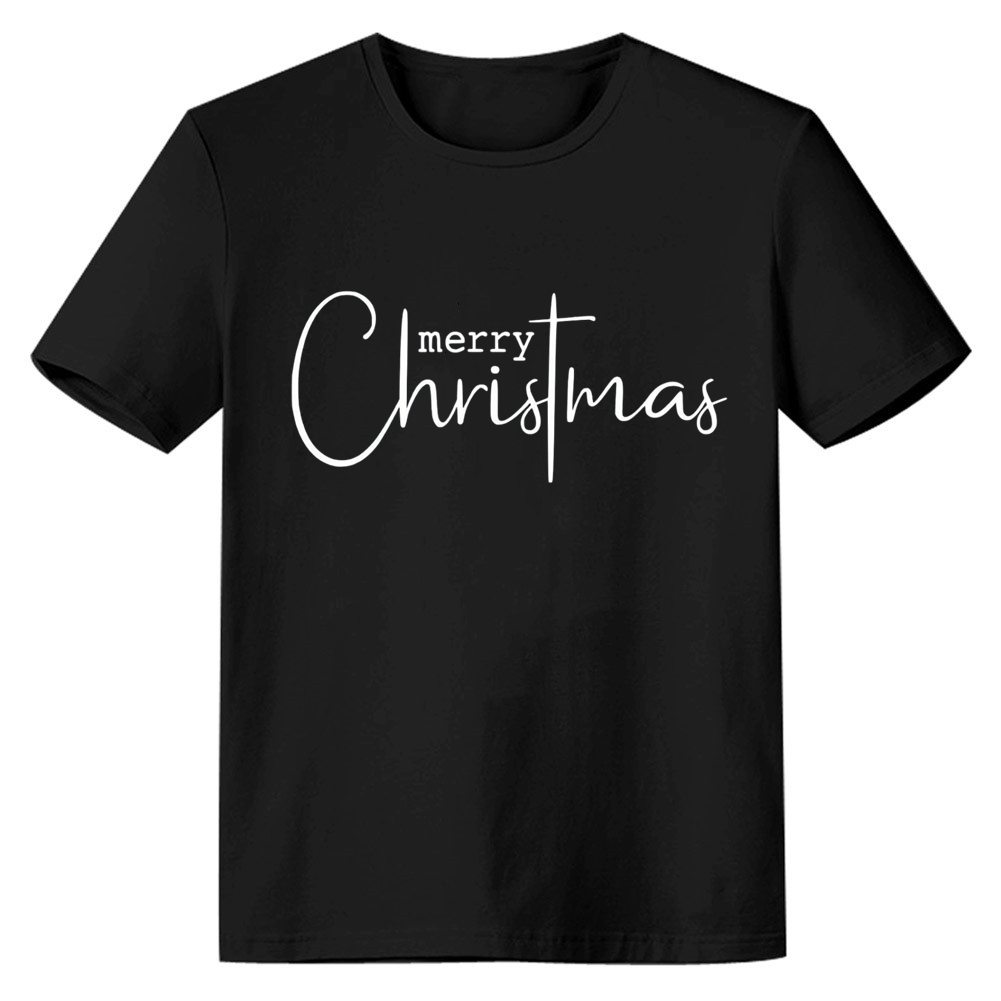 Adult Unisex Xmas Merry Christmas Festival Black T-shirt Costume