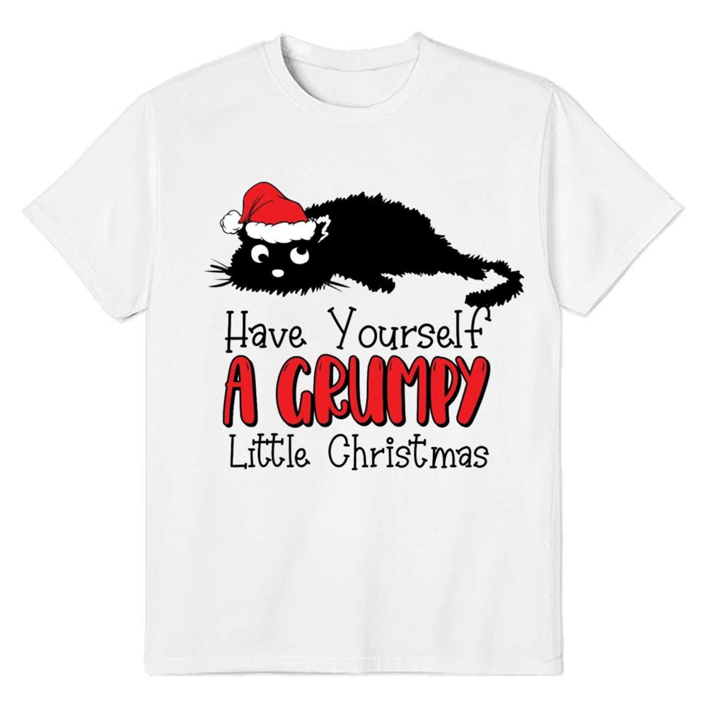 Adult Unisex Hate Christmas Sarcastic Cat Xmas White Festival T-shirt
