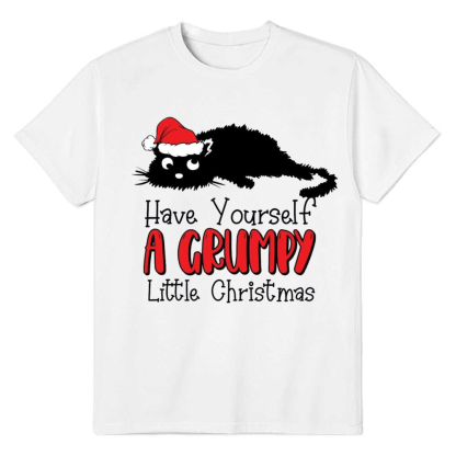 Adult Unisex Hate Christmas Sarcastic Cat Xmas White Festival T-shirt