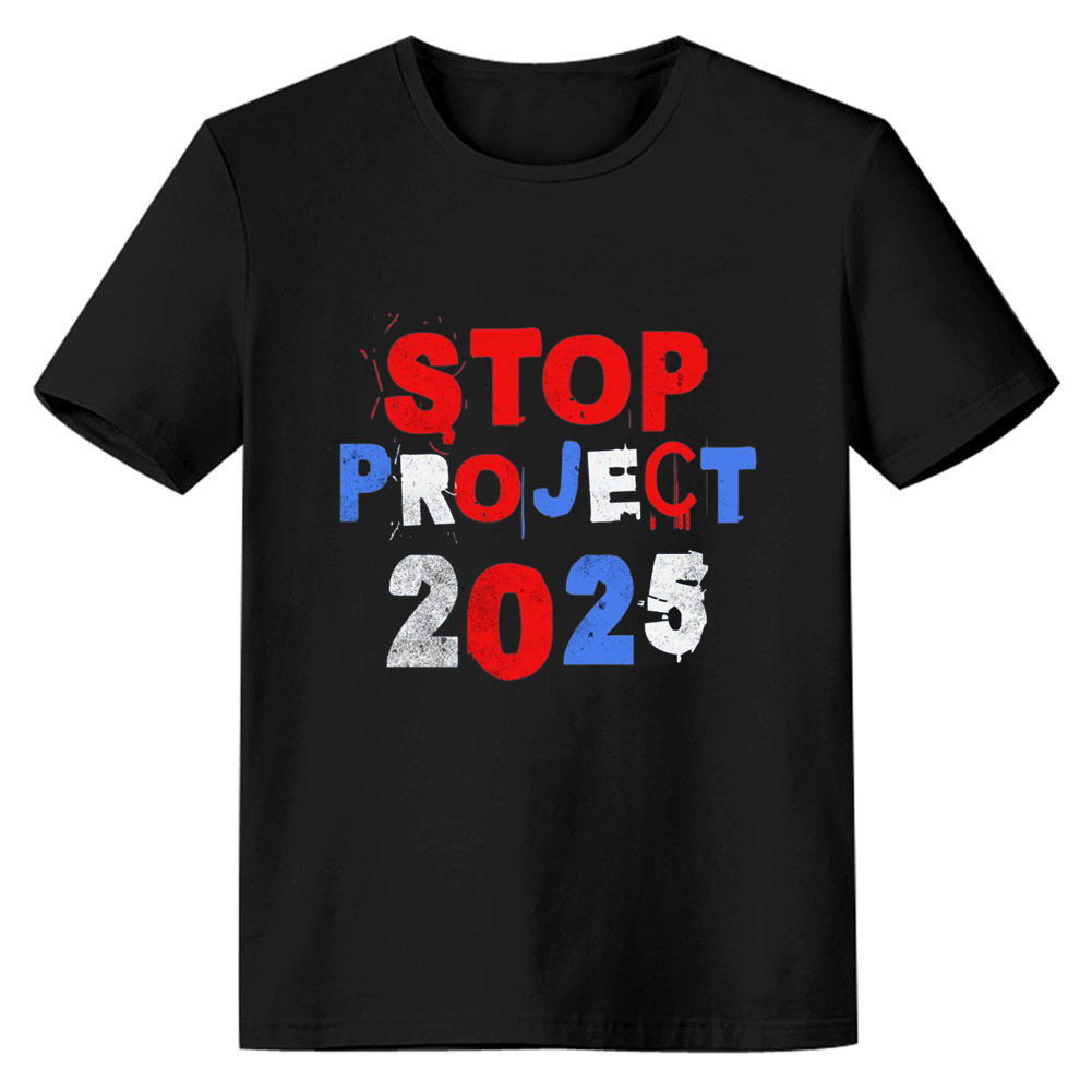 Adult Unisex Stop Project 2025 New Year Black Festival T-shirt