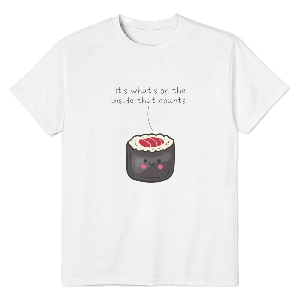 Adult Unisex Foodie Cute Sushi Food Lover White T-shirt
