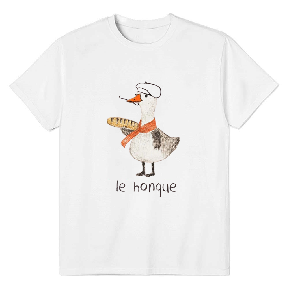 Adult Unisex Funny French Goose Animals Lover White T-shirt