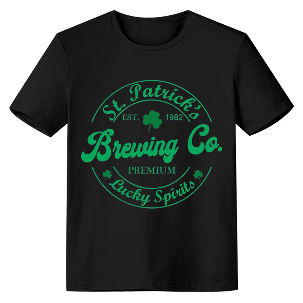 Adult Unisex Happy St. Patrick's Day Gnomes Black T-shirt