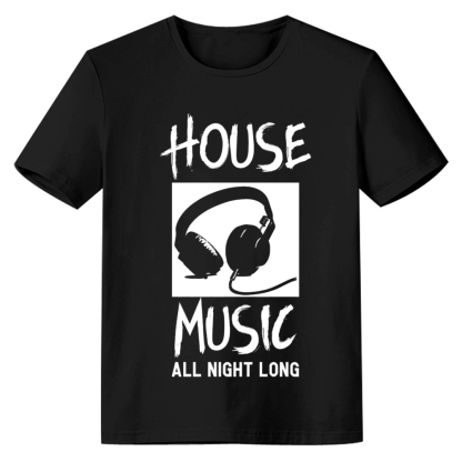 Adult Unisex Dj House Music Old School Music Lover Black T-shirt