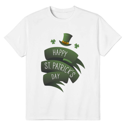 Adult Unisex Happy St. Patrick's Day White T-shirt